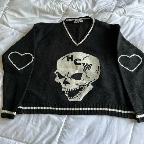 Hcw Sweater Hcw Skull Jumper Heaven Can Wait Sweaters Heaven Can - Main Image